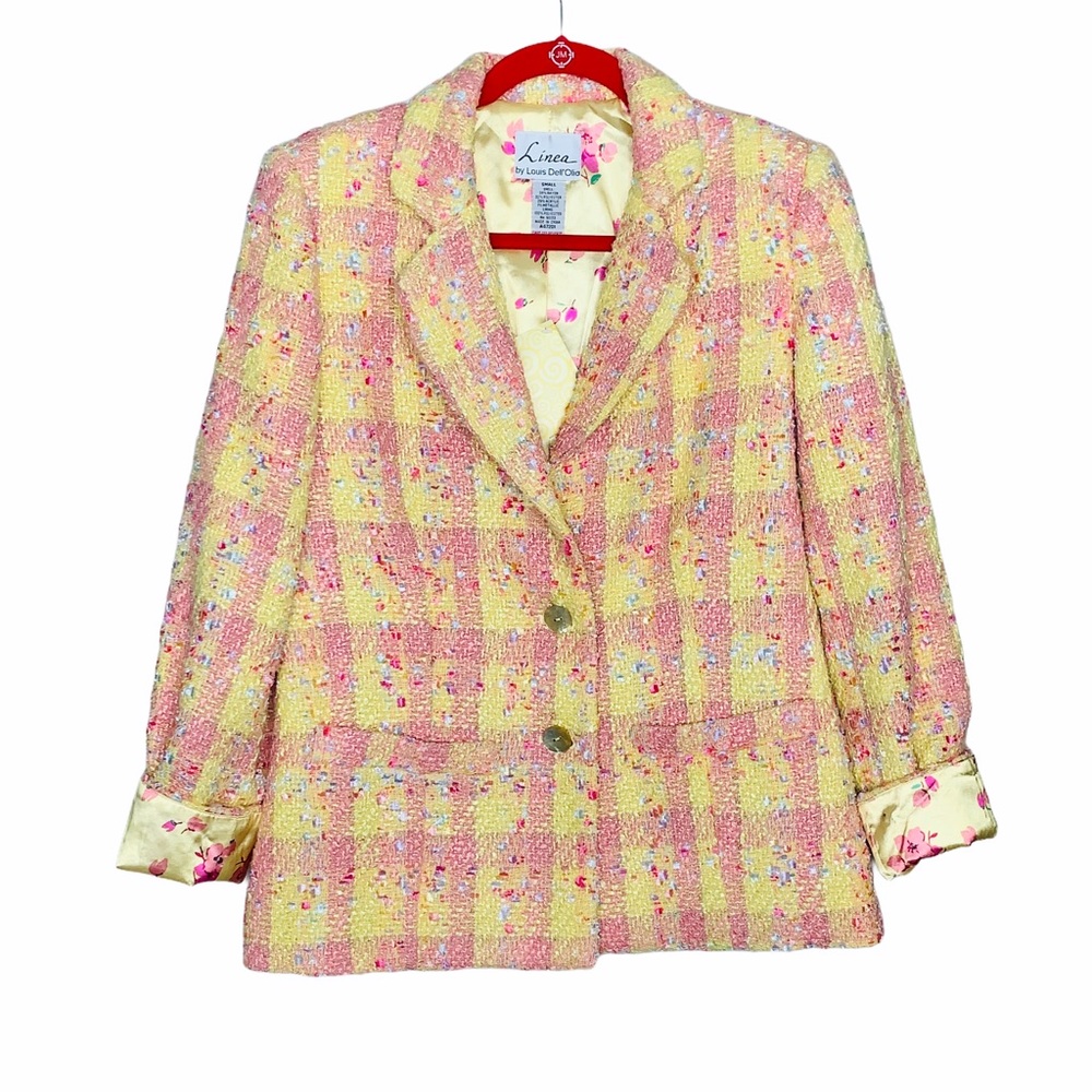 Linea by Luis Dell’Olio Yellow Pink Plaid Jacket